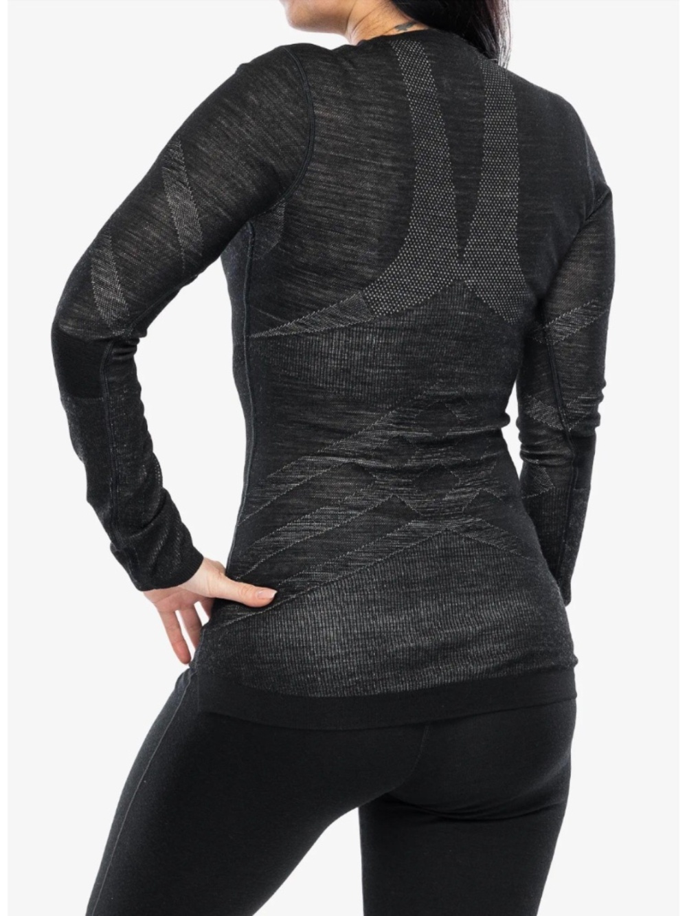 Smartwool Intraknit 200 Thermal Merino Base Layer Crew Black-White Large Women's - Picture 10 of 17